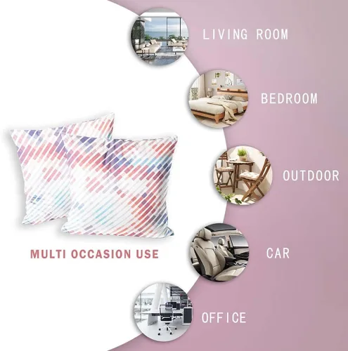 Miniatura 5 de Juego de 2 fundas de almohada decorativas modernas y coloridas a rayas de 18 x 18 pulgadas, fundas de cojín cuadradas abstractas neutrales