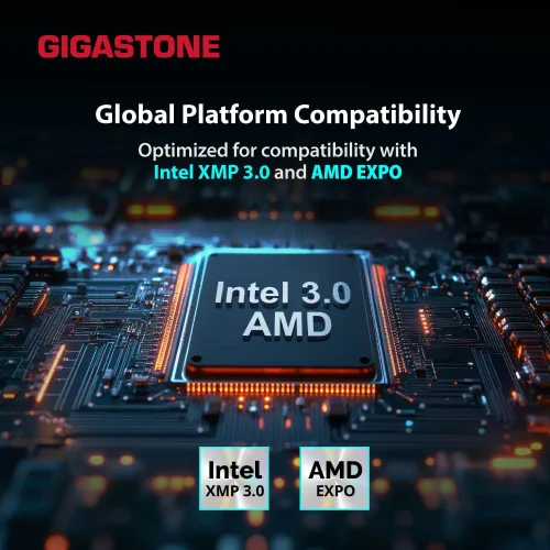 Miniatura 6 de 【RAM DDR5 RGB】 GIGASTONE Game Turbo 64 GB Kit (4 x 16 GB) DDR5 6000 MHz PC5-48000 CL40-40-40-76 Intel XMP 3.0 AMD Expo 1.3V UDIMM 288 pines sin
