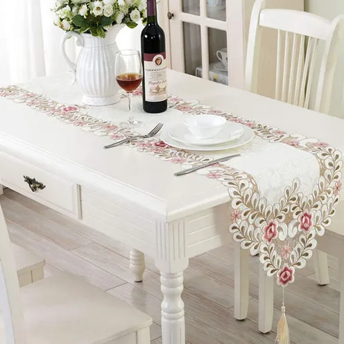 Miniatura 8 de LeLehome - Mantel de encaje bordado con flores color café