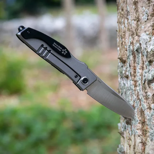 Miniatura 3 de KATSU Cuchillo de bolsillo plegable japonés, diseño de hoja Sakura Nemoto (gris)
