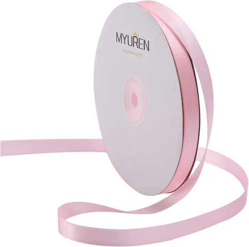 Cinta de satén sólida de 3/8 pulgadas, cinta de satén rosa de doble cara para manualidades, envoltura de regalos, recuerdos de fiesta, baby shower,