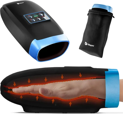 LifePro Legra - Masajeador de manos con calor y compresión, masajeador de dedos, muñeca y palma con 5 modos, terapia de punto de presión para manos