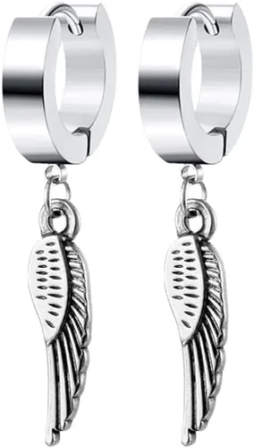 Aretes de aro unisex punk hip hop, acero inoxidable, plateado, negro, dorado, bloqueo de trueno, rayo, perno colgante, regalo para mujeres, hombres,