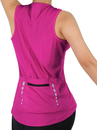 Miniatura 19 de Camiseta sin mangas de ciclismo con espalda cruzada para mujer, para interiores y exteriores, con bolsillos