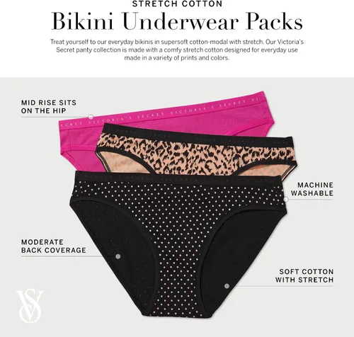 Miniatura 2 de Victoria's Secret Paquete de bragas de bikini, ropa interior para mujer (XS-XXL)