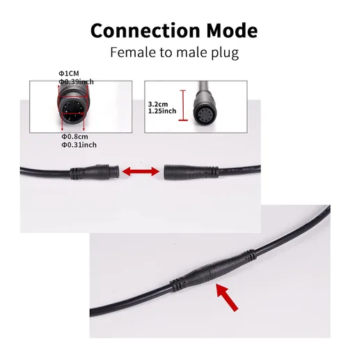 Miniatura 4 de Cable de extensión de 2 pines, 3 pines, 4 pines, 5 pines, 6 pines, 8 pines, 9 pines, enchufe impermeable funciona para luz de bicicleta eléctrica