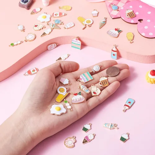 Miniatura 8 de Craftdady Encantos colgantes esmaltados con dijes de alimentos, animales, flores, encantos bonitos, dijes de frutas de metal colorido, ornamento