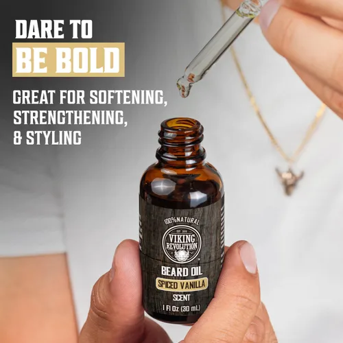 Miniatura 2 de Aceite de barba Viking Revolution para hombres - Aceite natural para barba de hombres con aceite de argán y jojoba - Suavizante de barba, fortalece