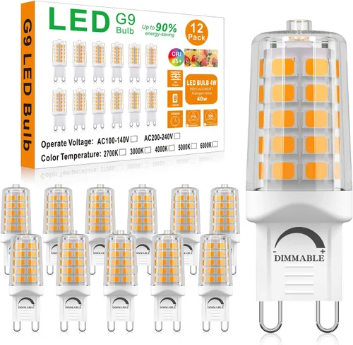 Miniatura 12 de BAOMING Bombilla LED G9 regulable de 4 W, equivalente a halógeno T4 G9 de 40 W, 2700 K blanco cálido suave, 120 V sin parpadeo, iluminación de araña