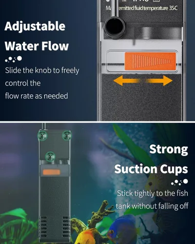 Miniatura 4 de Pawfly Filtro Interno de Acuario, Filtro de Potencia Sumergible con Bomba de Agua de 55 GPH para Filtración, Circulación y Oxigenación de Tanques
