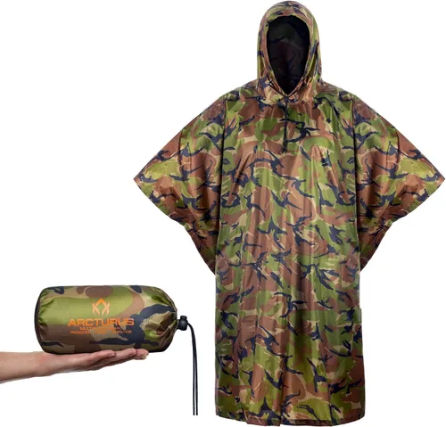 Arcturus - Poncho ligero de nailon Ripstop con capucha ajustable