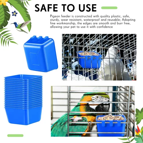 Miniatura 4 de Maxdot 20 piezas de tazas de jaula para comedero de pollo, regaderas para aves de 16 oz, comederos para pájaros colgantes, jaula para conejos, tazón
