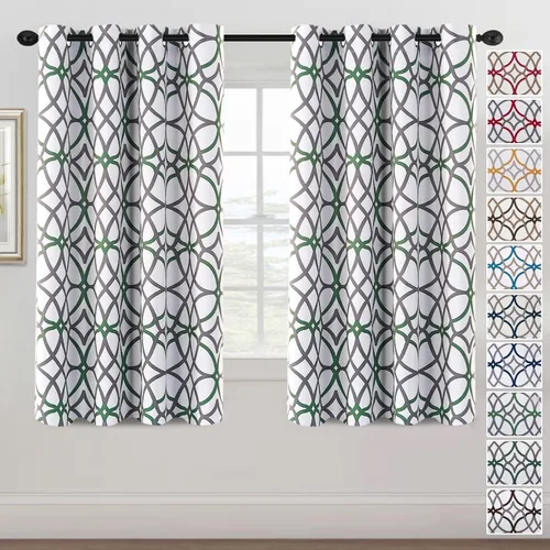 Miniatura 13 de H.VERSAILTEX Cortinas opacas con diseño impreso de 54 pulgadas de largo, juego de 2 paneles de cortinas con aislamiento térmico para dormitorio