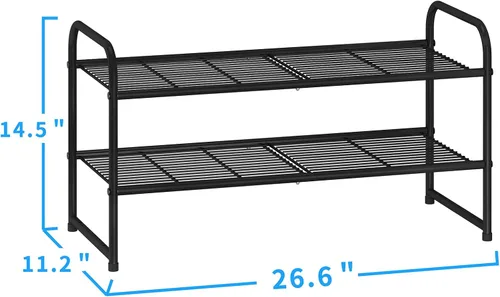 Miniatura 3 de Simple Trending - Zapatero apilable de 2 niveles, organizador de almacenamiento para zapatos de metal, negro