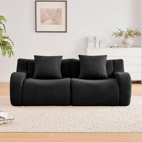 Miniatura 3 de Sofás de peluche sin hueso para sala de estar, juego de sofá modular negro con asiento profundo, sofá de gran tamaño, sofás para sala, cómodos sofás