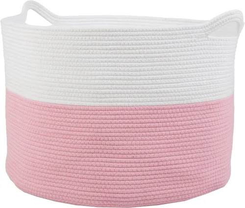 Miniatura 9 de Home-Complete - Cesta extragrande de cuerda de algodón con asas para lavandería, mantas, almohadas y almacenamiento de juguetes, cestas