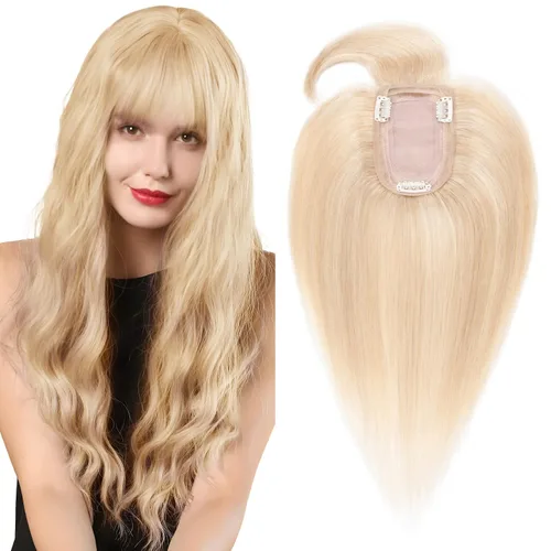 Miniatura 19 de SEGO Topes de cabello para mujeres de cabello humano real con cabello delgado, topes de cabello con clip frontal de 150% de densidad con base