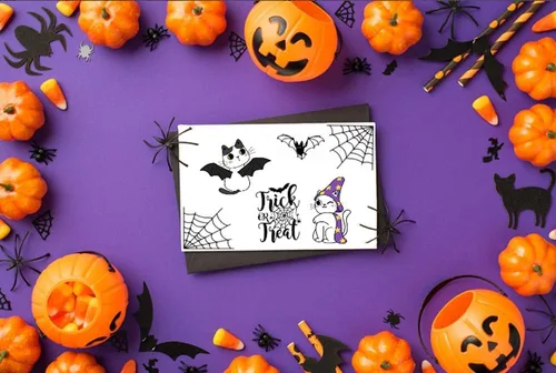 Miniatura 3 de Sellos transparentes de bruja de Halloween para hacer tarjetas o diarios, espeluznante calabaza, murciélago, monstruo, sellos de silicona