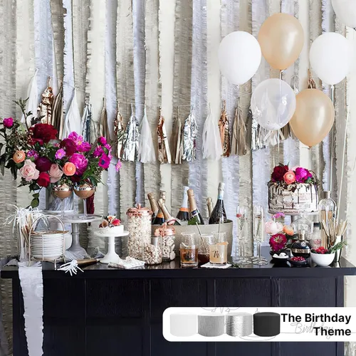 Miniatura 2 de PartyWoo Serpentinas de papel crepé plateado, 4 unidades, 328 pies, paquete de papel crepé plateado para boda, despedida de soltera, cumpleaños