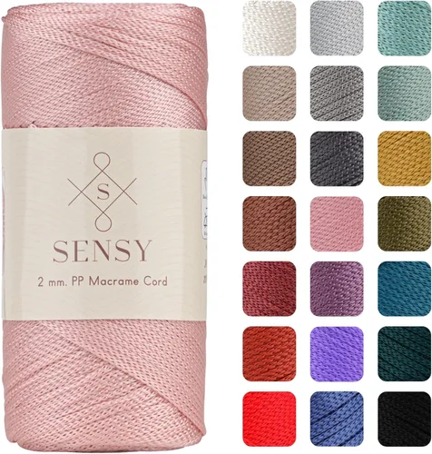 Miniatura 120 de Sensy Premium Cuerda de Poliéster de 2mm 251 Yardas Cuerda de Polipropileno 100% Cordón de Macramé 2mm Cordón para Bolsa de Ganchillo Cuerda