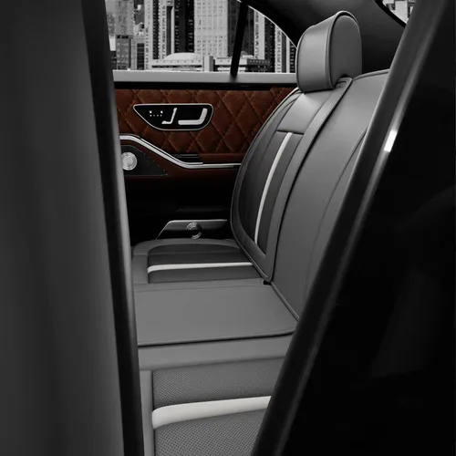 Miniatura 8 de ASLONG 5 piezas 2025 Fundas para asientos delanteros y traseros de auto, accesorios para el interior del auto con cuero Nappa resistente al agua Gris