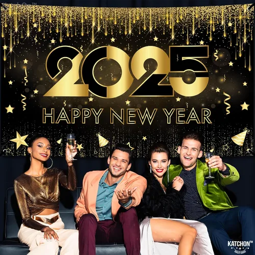 Miniatura 7 de KatchOn, Cartel de feliz año nuevo extra grande – 72 x 44 pulgadas Fondo de Año Nuevo 2025 para decoraciones de Año Nuevo 2025 Cartel de Año