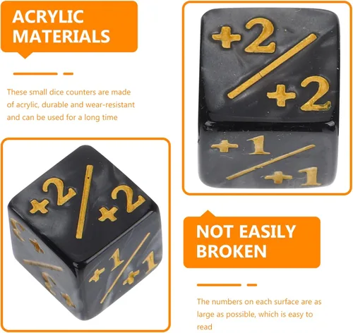 Miniatura 3 de 48 piezas de contador de dados de fichas 1/+1, juego de dados D6 Plus y Menos de 0.63 pulgadas, accesorio de juego de mesa acrílico, compatible
