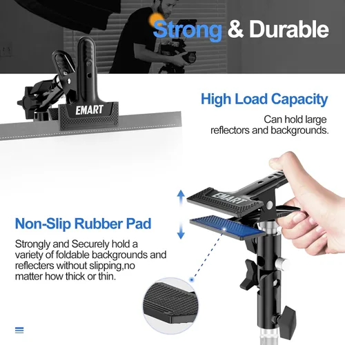 Miniatura 5 de Soporte para reflector de fotografía EMART, abrazadera de metal de 5/8 pulgadas de servicio pesado para estudio fotográfico y de video, clip