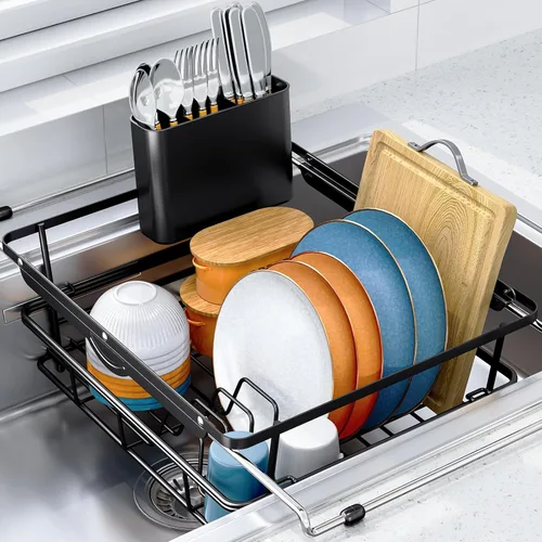 Miniatura 10 de Escurridor de platos sobre el fregadero, escurridores de platos en el fregadero, escurridor de platos expandible sobre el mostrador del fregadero