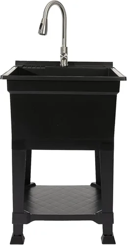 Miniatura 8 de UTILITYSINKS Fregadero Utilitario Independiente con Dren de Conexión Rápida, 24 x 24 Pulgadas, Negro - Fregadero Portátil y Compacto con Grifo