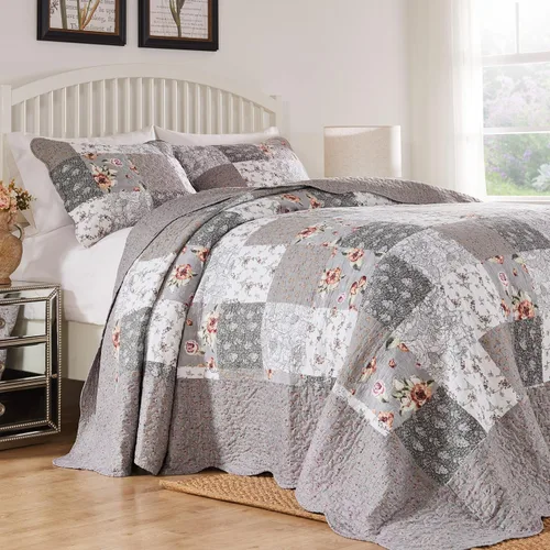 Miniatura 9 de Barefoot Bungalow GL-1812AMST Giulia - Juego de edredón individual, color gris
