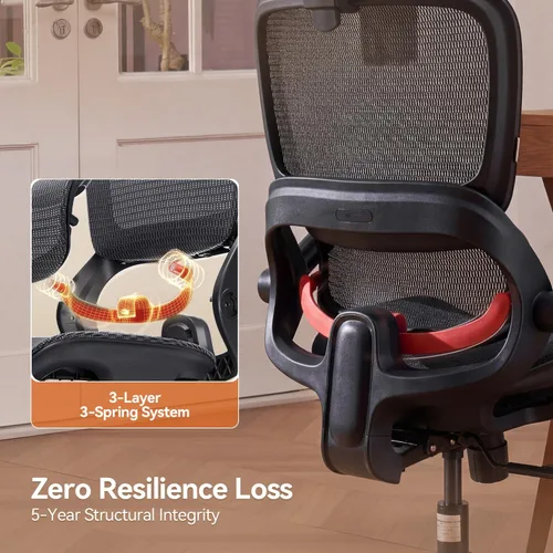 Miniatura 7 de SIHOO B100 Office Chair, Ergonomic Office Chair Without Footrest, Computer Chair with Wide Headrest & Adaptive Lumbar Support, Flip-up Armrests