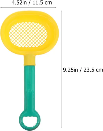 Miniatura 6 de Toddmomy Juguetes de playa para niños, tamices de arena con mango largo, juego de pala de arena de plástico de 8 piezas para baño al aire libre