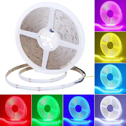Miniatura 9 de GOMING Tira de luz LED COB RGB de 24 V, 32.8 pies, 576 LEDs/M, flexible, alto brillo, 14 W/M, brillo uniforme IP20, sin impermeable, cinta de luces