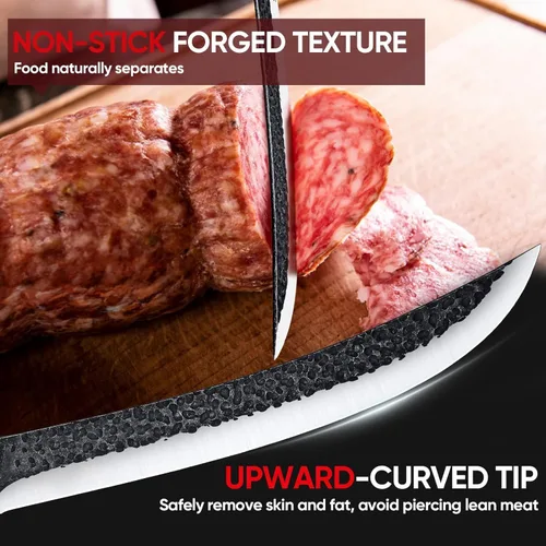 Miniatura 3 de Huusk Cuchillo de carnicero para cortar carne, cuchillos curvados de 10 pulgadas con mango de madera, cuchillos japoneses para rebanar pechuga