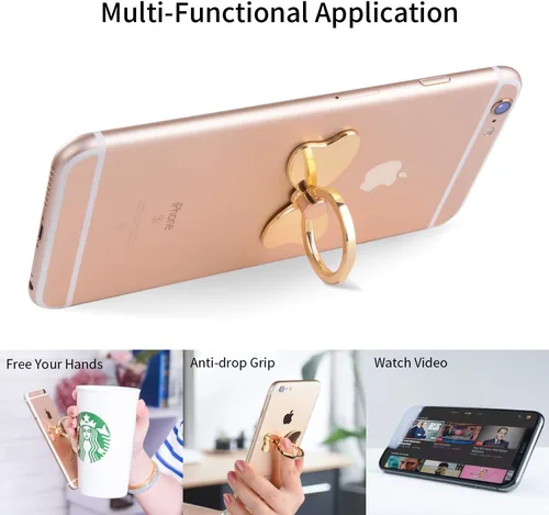 Miniatura 4 de PZOZ Soporte de metal para teléfono celular, soporte de estabilidad, soporte trasero plegable de agarre de mano, gancho de montaje en automóvil