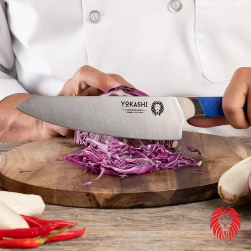 Miniatura 6 de YOKASHI Excalibur Cuchillo de Chef - Cuchillo de cocina de acero alemán duradero de 8 pulgadas - Cuchillo de cocina afilado para picar, rebanar