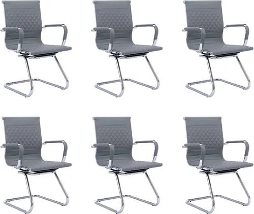 Miniatura 15 de VESCASA Juego de 2 sillas de oficina para sala de espera, sillas de recepción de piel sintética estacionarias sin ruedas, silla auxiliar con brazos