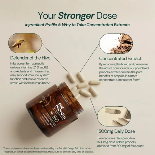 Miniatura 2 de Dr Sosnowski's Propóleo de Abeja 1500mg de Alta Potencia Superalimento Derivado del Colmillo, Cápsulas Vegetales, 60 Unidades Suministro