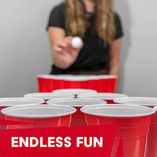 Miniatura 7 de Juego de Beer Pong: 24 tazas reutilizables y 4 bolas de pong duraderas Juego de fiesta #1 de Estados Unidos, eventos al aire libre y regalos