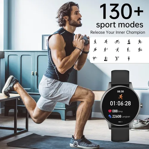 Miniatura 5 de Relojes inteligentes para hombres y mujeres (contestar/realizar llamadas), pantalla HD de 1.27" con rastreador de actividad física, monitor de ritmo