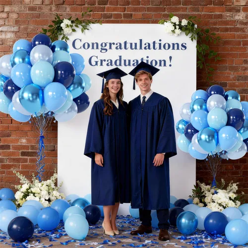 Miniatura 6 de Globos azules, 60 globos de látex de 12 pulgadas azul marino metálico azul marino perla claro cromado azul para cumpleaños, graduación, día
