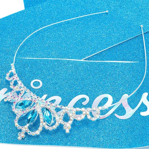 Miniatura 2 de COCIDE Kit de bandas y tiaras de princesa de cumpleaños, coronas y tiaras rosas para mujeres y niñas, banda con purpurina, juego de decoraciones