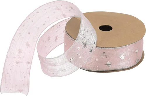 Miniatura 13 de MECCANIXITY Cinta transparente de organza de estrella de 1 pulgada y 20 yardas, cinta de hilo de nieve brillante negra para envolver regalos, caja