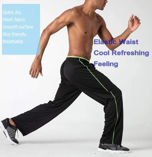 Miniatura 4 de BIYLACLESEN - Pantalones de chándal para hombre, con cremallera, transpirables, para correr, gimnasio, entrenamiento, atlético, pantalones de malla