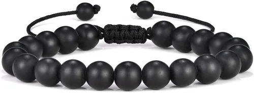 M MOOHAM Pulseras para hombres, regalos de Navidad, 0.315 in, ojo de tigre natural, ágata mate, juego de pulseras de roca de lava para hombres,