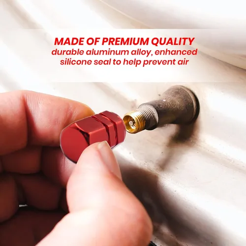 Miniatura 3 de Performore 8 tapas de válvula de neumático, cubiertas de vástago de alta resistencia universales para rueda de aluminio, tapas de válvula de Rojo
