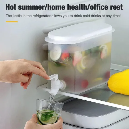Miniatura 7 de 2 tetera fría con grifo en el refrigerador, dispensador de bebidas heladas, dispensador de bebidas con espita, leche, dispensador de limonada