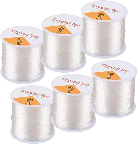 Miniatura 9 de Hilo elástico de 0.024 in para pulseras, 3 rollos de cordón elástico, cuerda elástica de cuentas de cristal para pulseras, cuentas y fabricación
