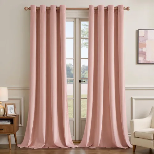 Miniatura 8 de EMEMA Juego de 2 paneles de cortinas de terciopelo de 63 pulgadas, con pestaña trasera y bolsillo para barra, cortinas con aislamiento térmico